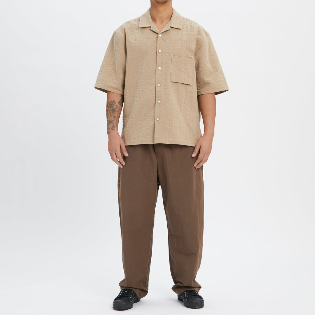 Aloha Shirt - Tan Puckered Cotton