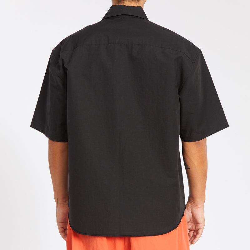 Sage Shirt - Black Coated Linen Cotton