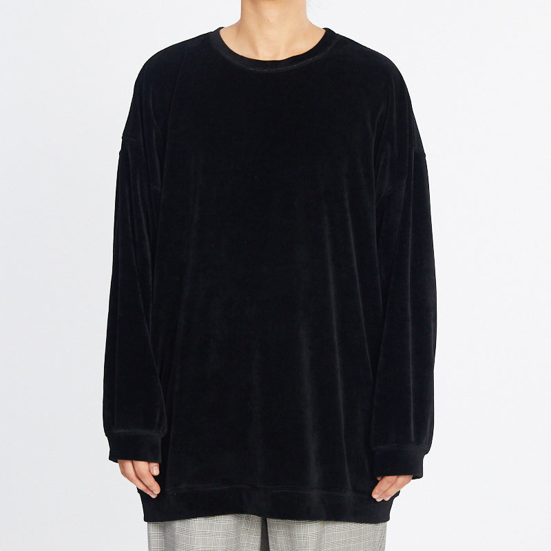 Oversized Velour Crewneck Sweatshirt Black – manor hill