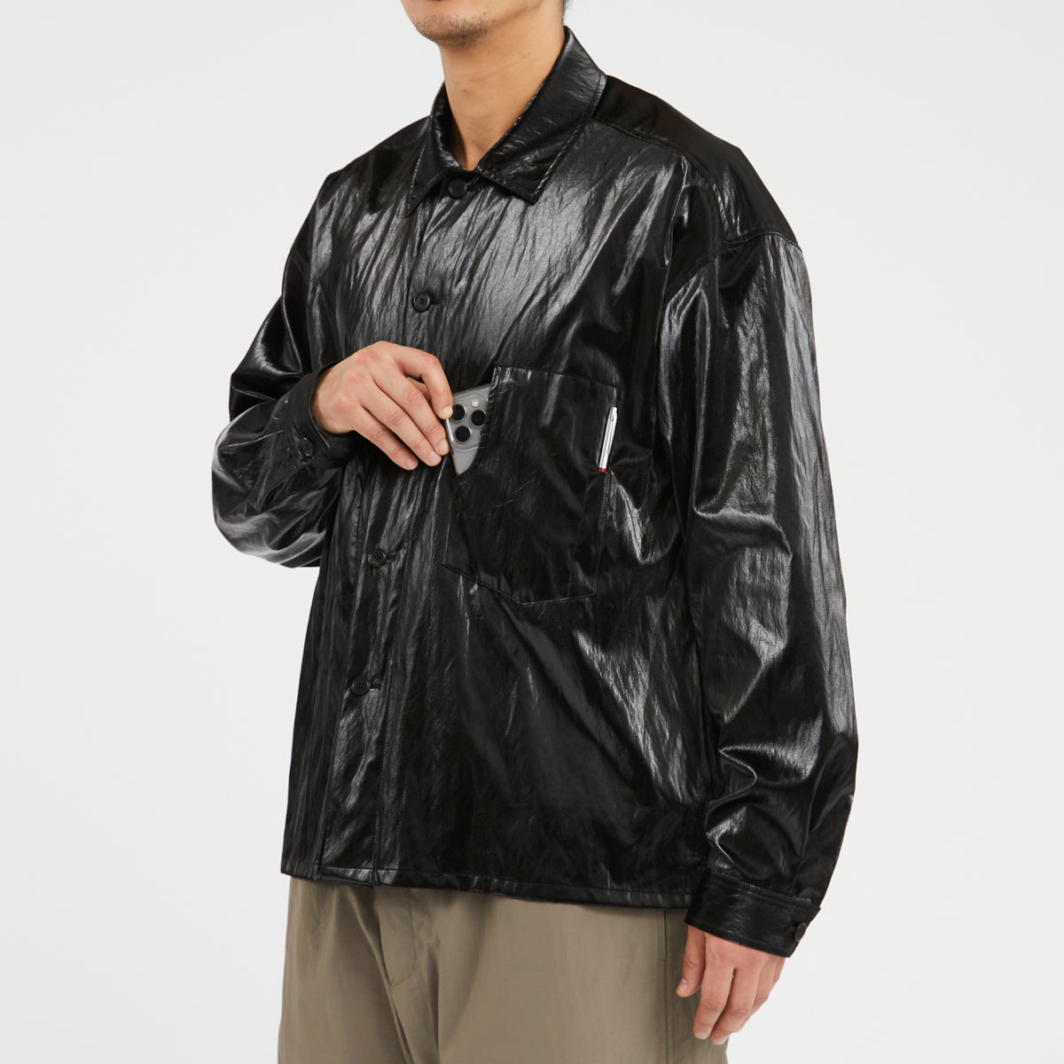 Task Shirt/Jacket - Black Rubberized Viscose/Cotton
