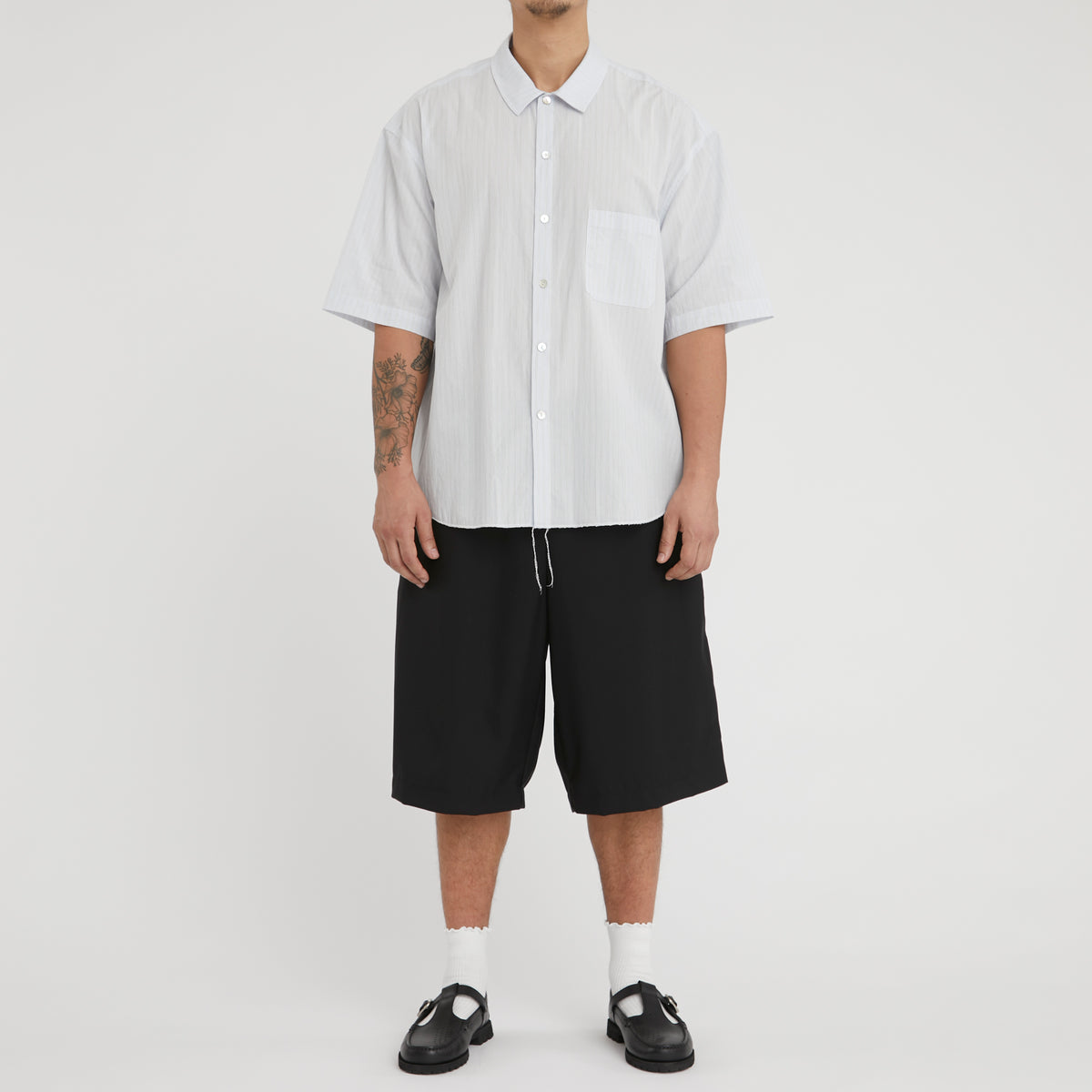Sage Shirt - White & Light Blue Striped Cotton