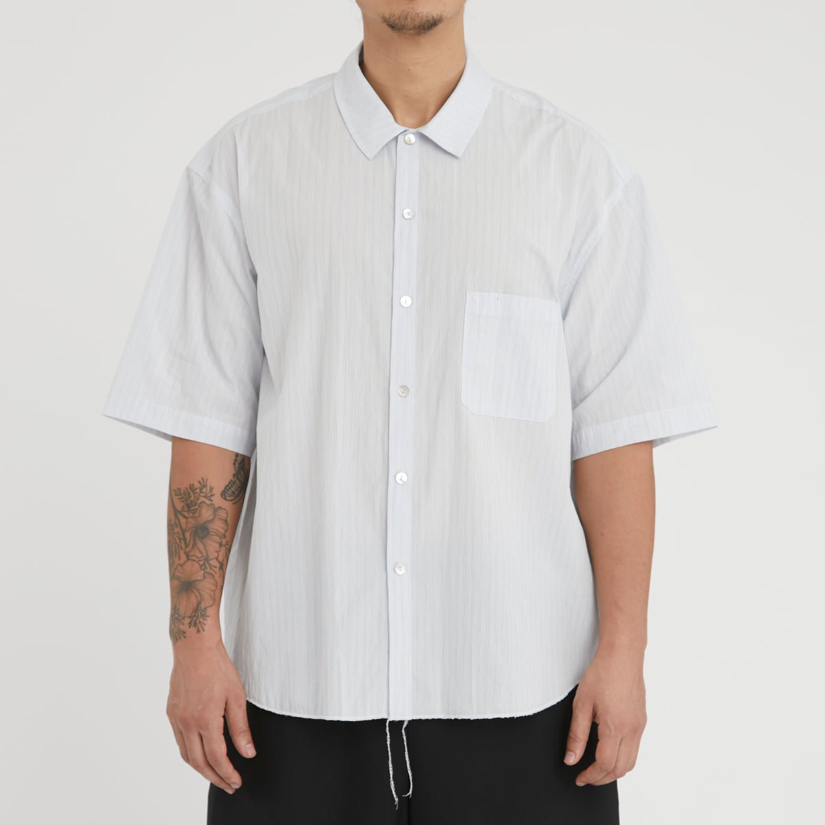 Sage Shirt - White & Light Blue Striped Cotton