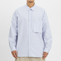 Overturn Shirt - Light Blue & Burgundy Striped Cotton