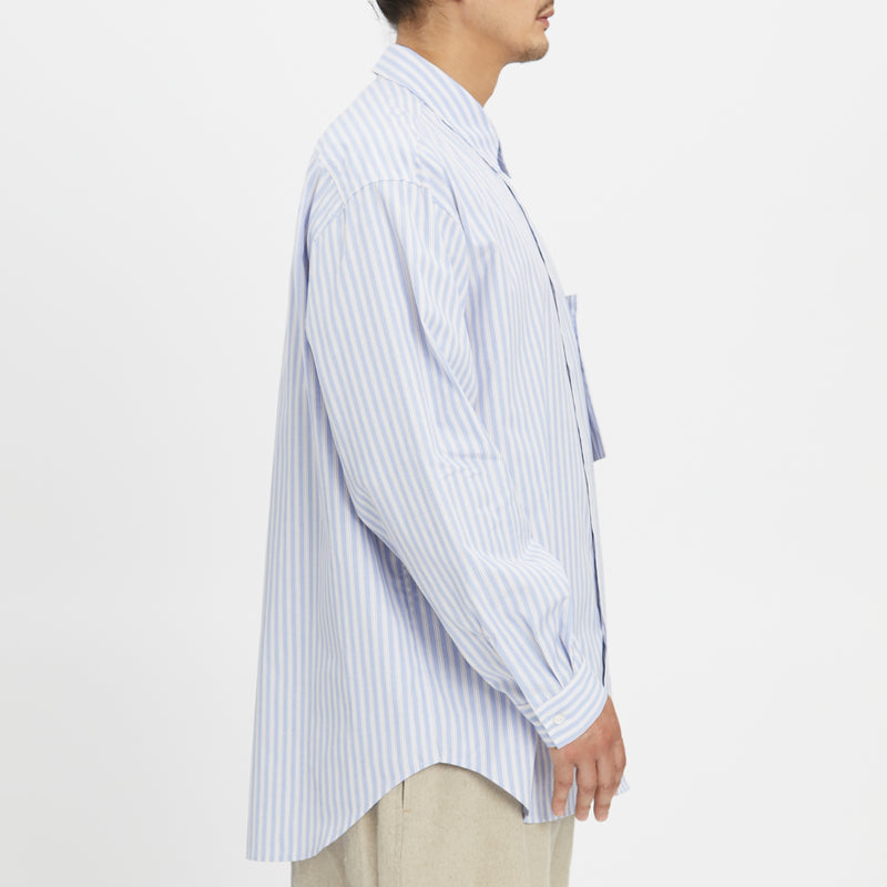 Overturn Shirt - Light Blue & Burgundy Striped Cotton