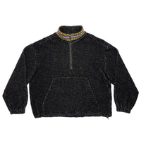 Half Zip Fleece - Black/Natural Wool Pile w/ Dec. Trim