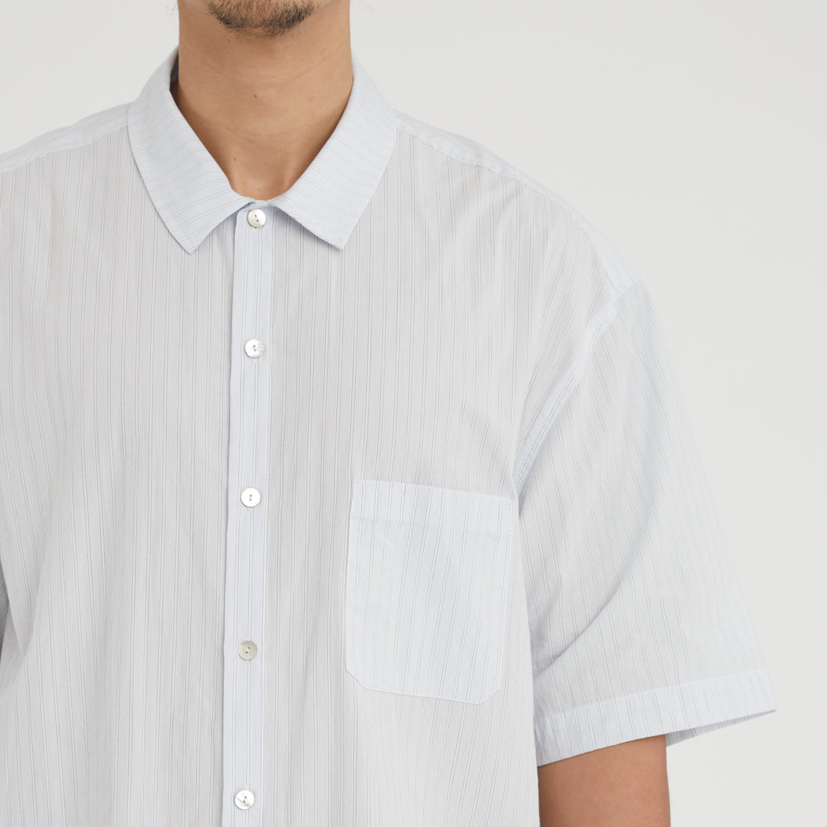 Sage Shirt - White & Light Blue Striped Cotton
