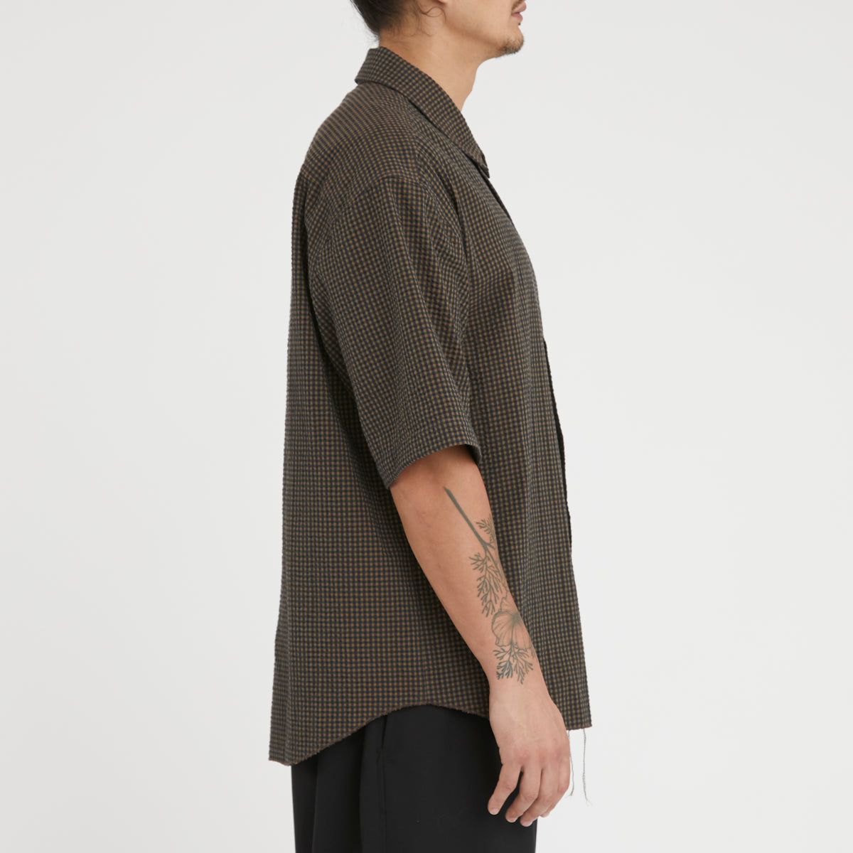 Sage Shirt - Navy/Tan/Green Dobby Plaid Organic Cotton