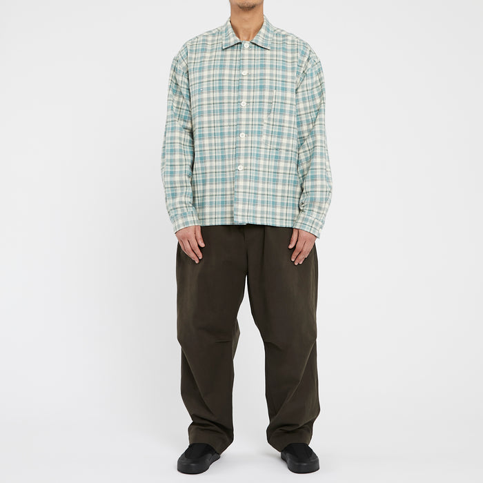 Task Shirt/Jacket - Smoky Blue Plaid Organic Cotton Flannel