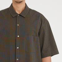 Sage Shirt - Navy/Tan/Green Dobby Plaid Organic Cotton