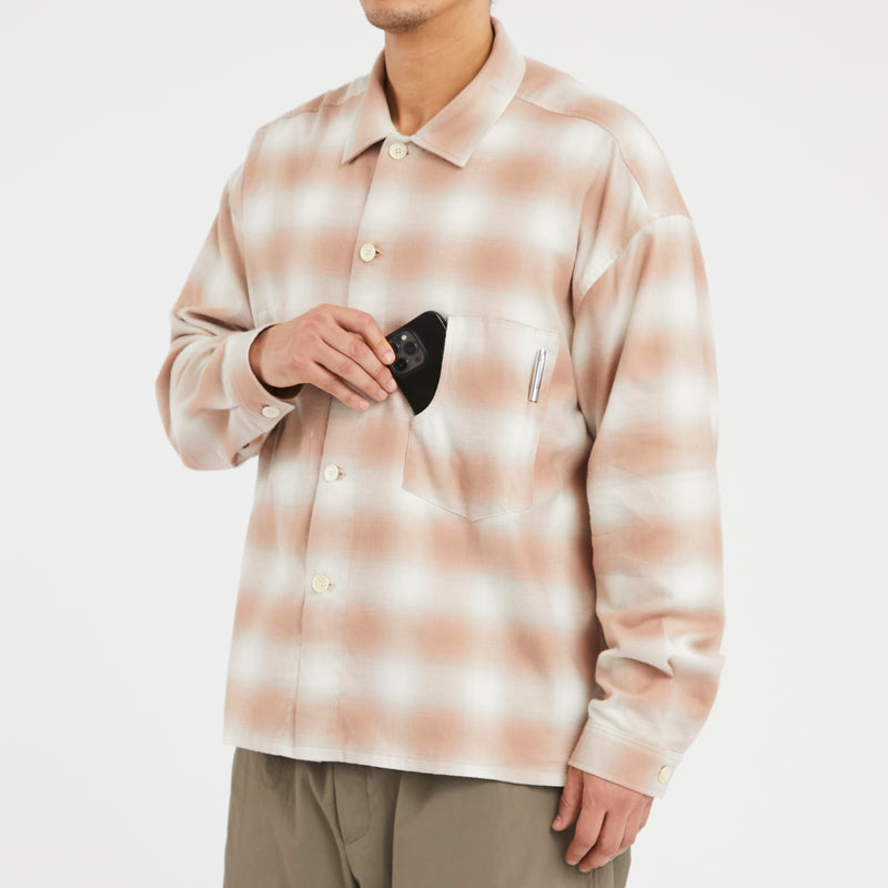 Task Shirt/Jacket - Pink/Sand Plaid Organic Cotton Flannel