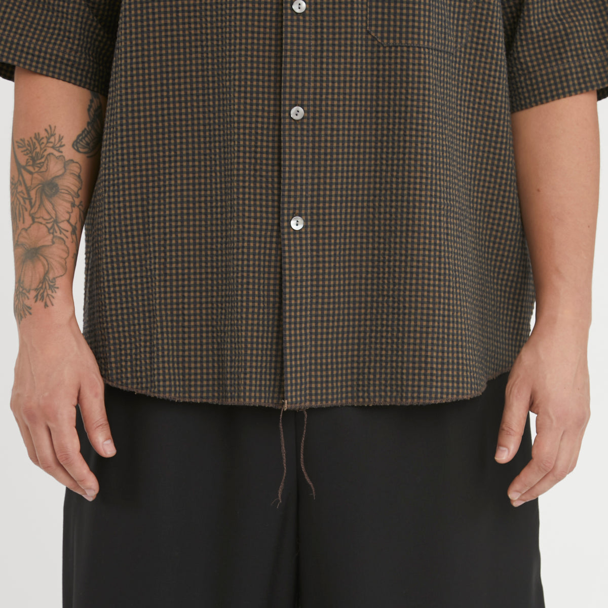 Sage Shirt - Navy/Tan/Green Dobby Plaid Organic Cotton