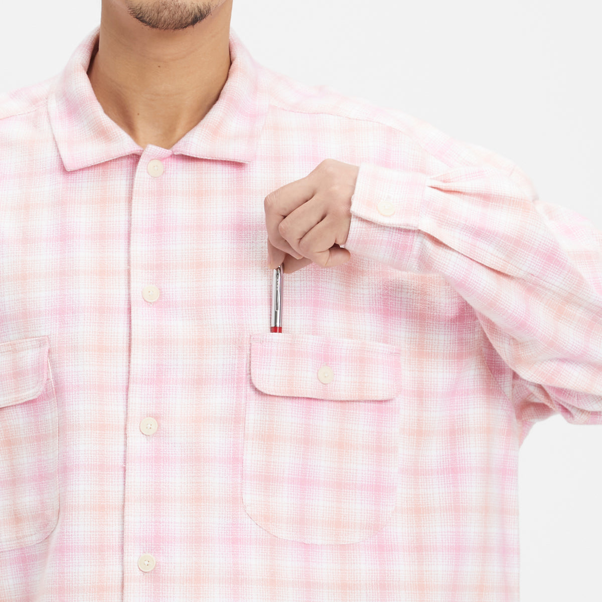 Park Shirt/Jacket - Pink Plaid Cotton