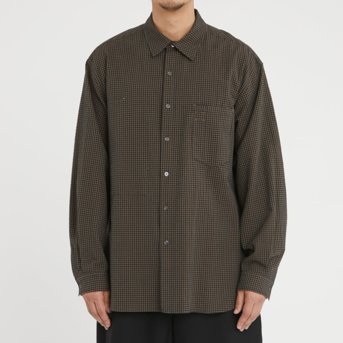 Scribe Shirt - Navy/Tan/Green Dobby Plaid Organic Cotton