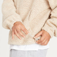 Half Zip Fleece - Beige/Pink Wool Pile