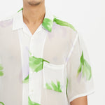 Aloha Shirt - Translucent Green & Purple Floral Viscose