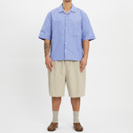 Aloha Shirt - Blue w/ White Stripes Cotton