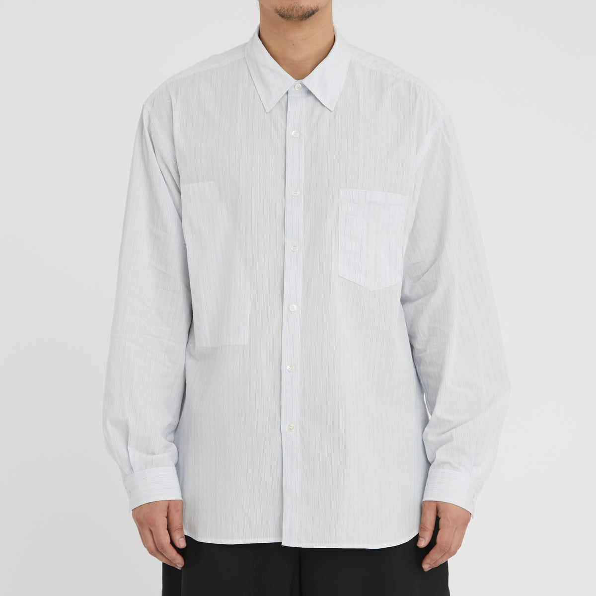 Scribe Shirt - White & Light Blue Striped Cotton