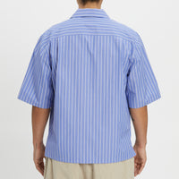 Aloha Shirt - Blue w/ White Stripes Cotton