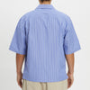 Aloha Shirt - Blue w/ White Stripes Cotton