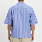 Aloha Shirt - Blue w/ White Stripes Cotton