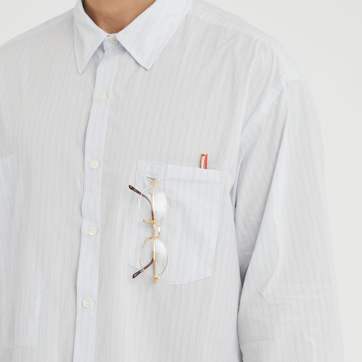 Scribe Shirt - White & Light Blue Striped Cotton