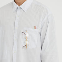 Scribe Shirt - White & Light Blue Striped Cotton