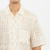 Aloha Shirt - White & Natural Embroidered Cotton