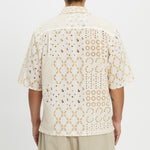 Aloha Shirt - White & Natural Embroidered Cotton