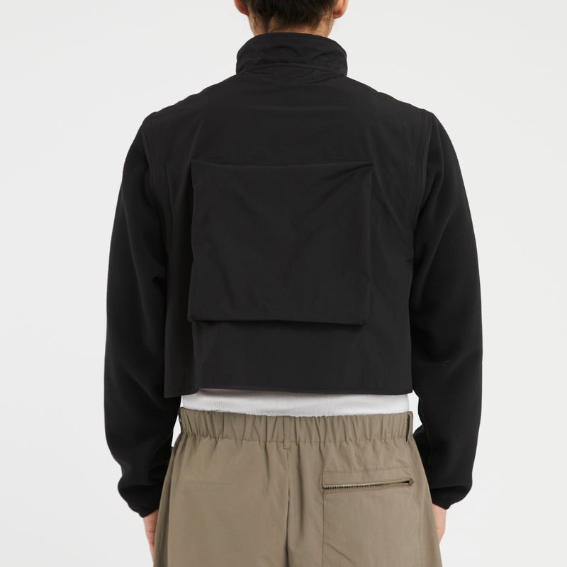 Convertible Jacket/Vest - Black Nylon & Rec. Poly Fleece