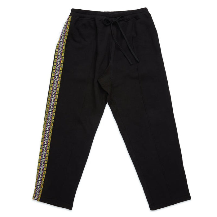 Saunter Pant - Black Cotton Fleece w/ Decorative Trim