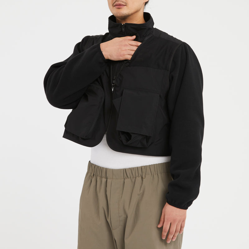 Convertible Jacket/Vest - Black Nylon & Rec. Poly Fleece