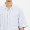 Aloha Shirt - Light Blue & Burgundy Striped Cotton