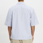 Aloha Shirt - Light Blue & Burgundy Striped Cotton