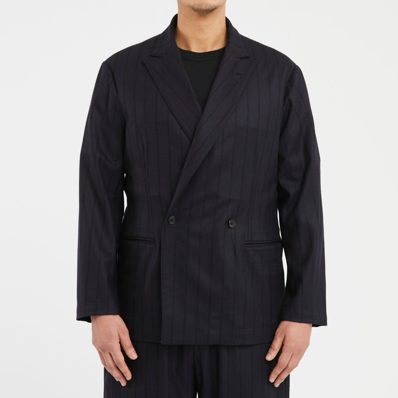 Darwin Blazer - Navy w/ Black Stripes Wool