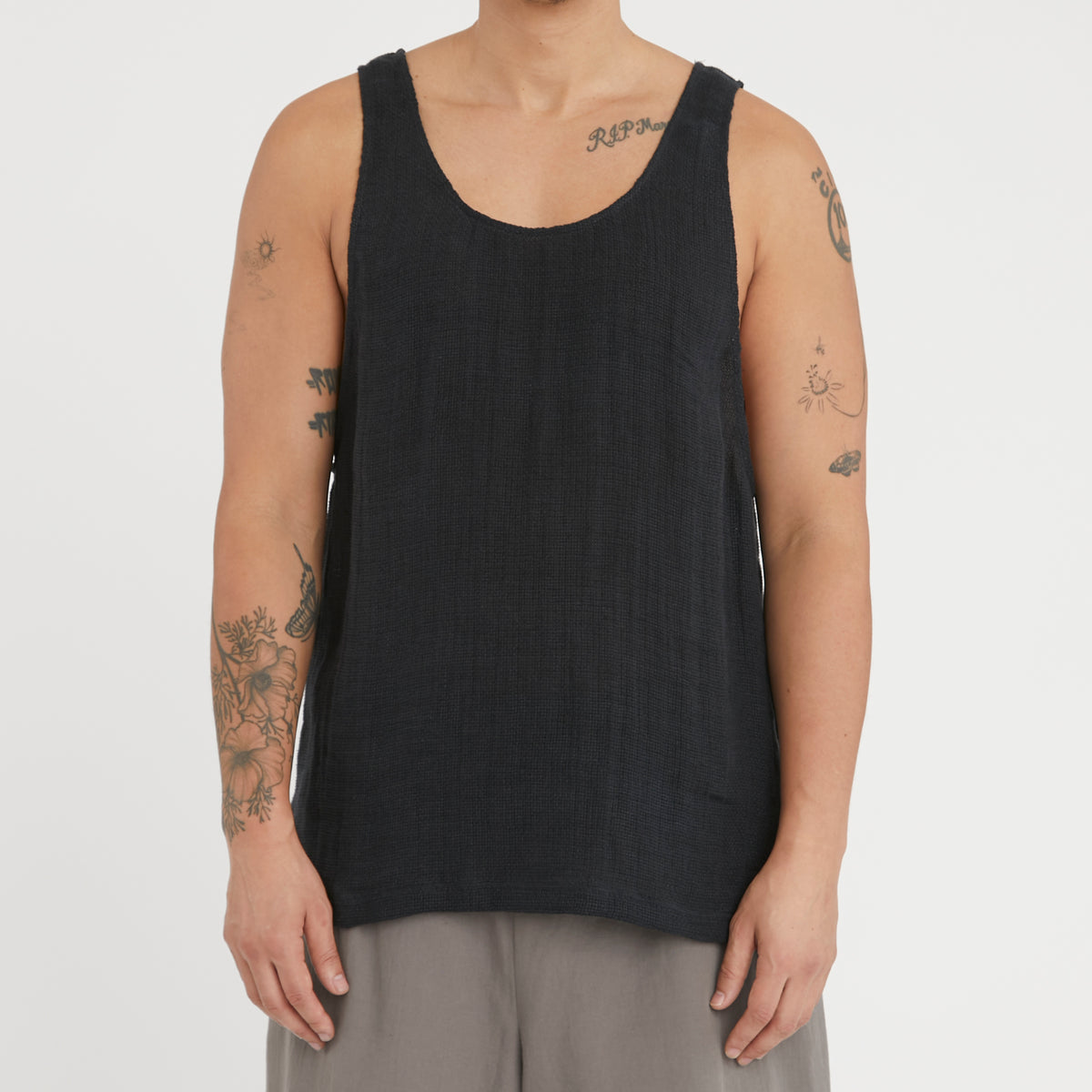Tank Top - Black Linen