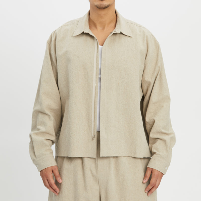 Mechanic Shirt/Jacket - Oatmeal Linen / Cotton