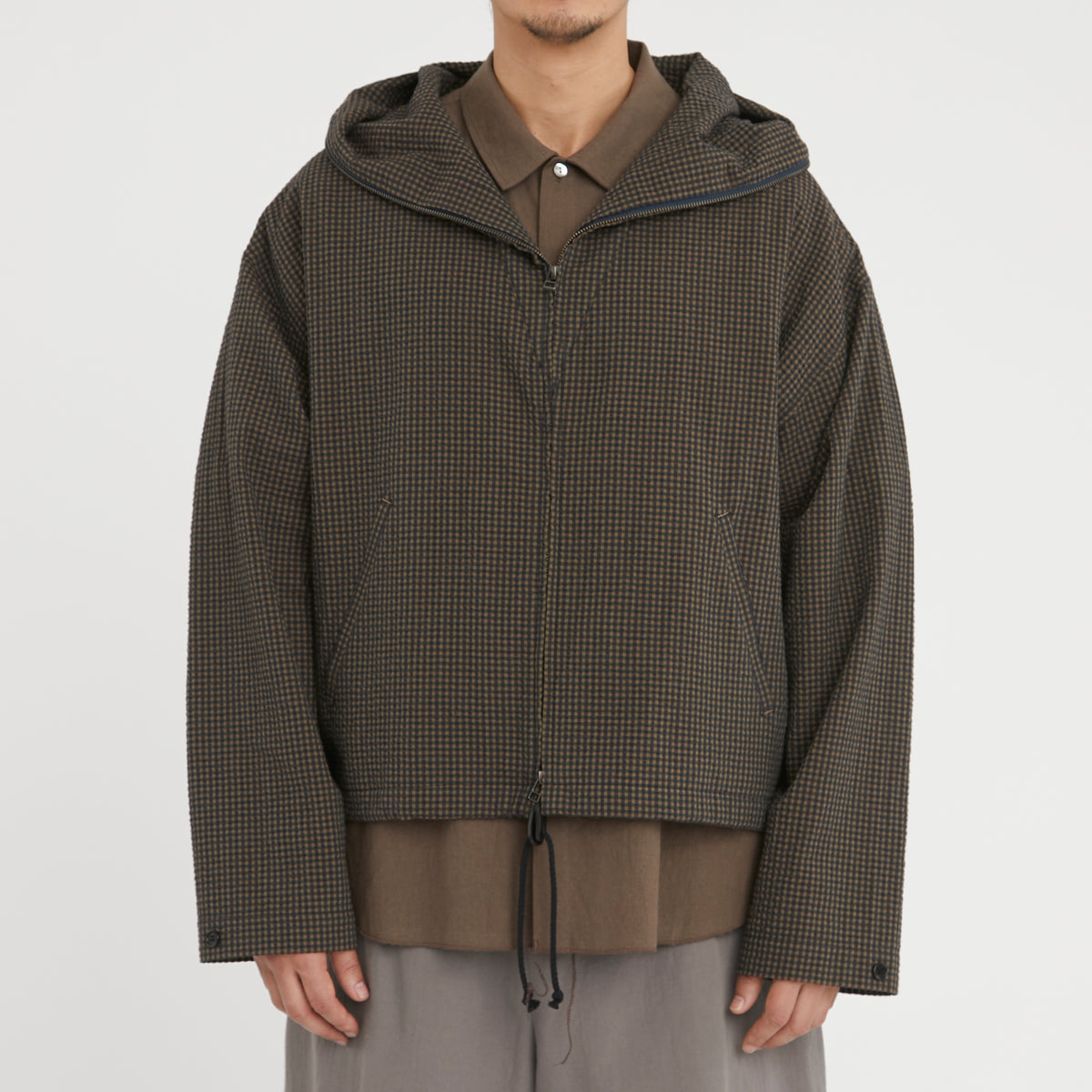 Ridge Jacket - Navy/Tan/Green Dobby Plaid Organic Cotton