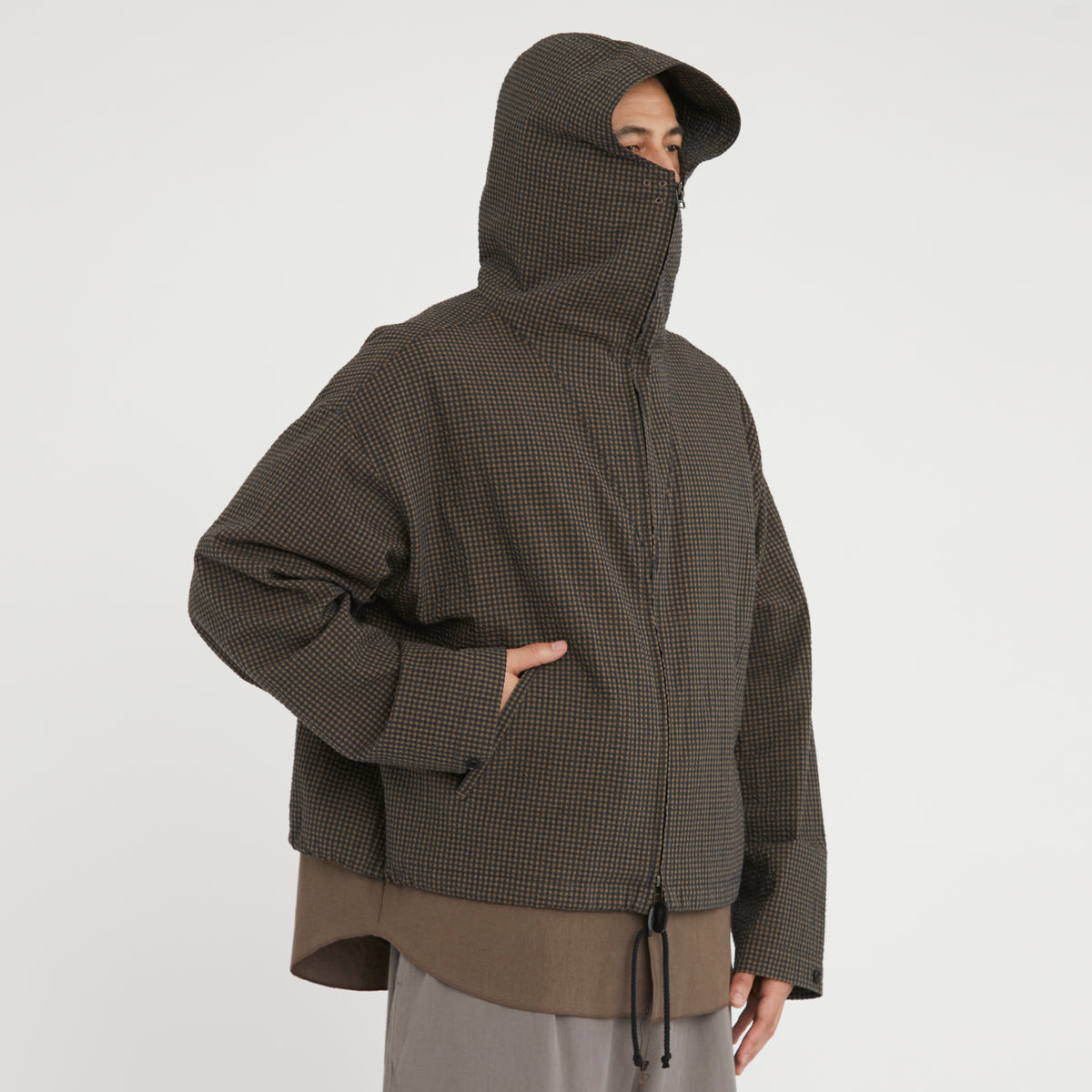 Ridge Jacket - Navy/Tan/Green Dobby Plaid Organic Cotton