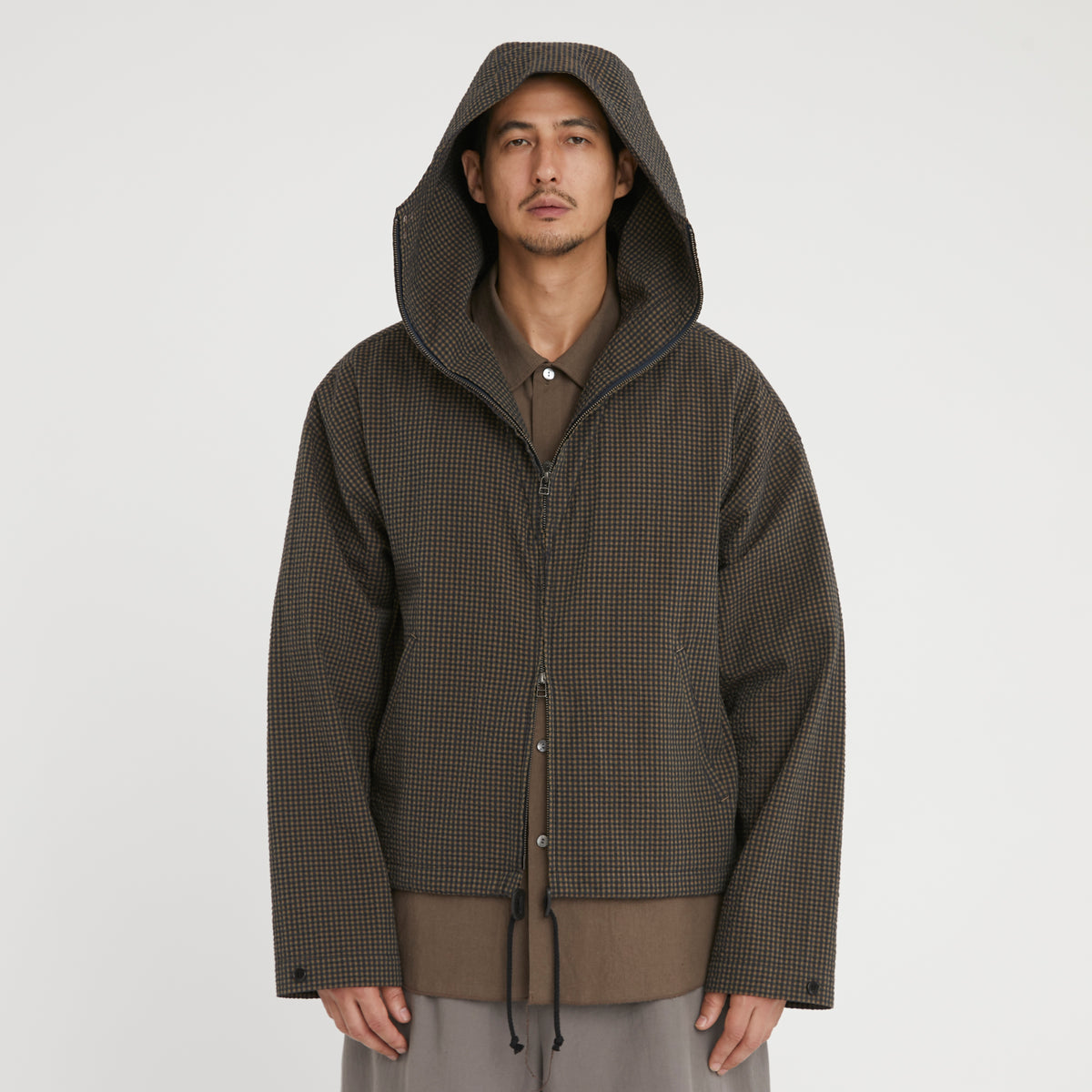 Ridge Jacket - Navy/Tan/Green Dobby Plaid Organic Cotton