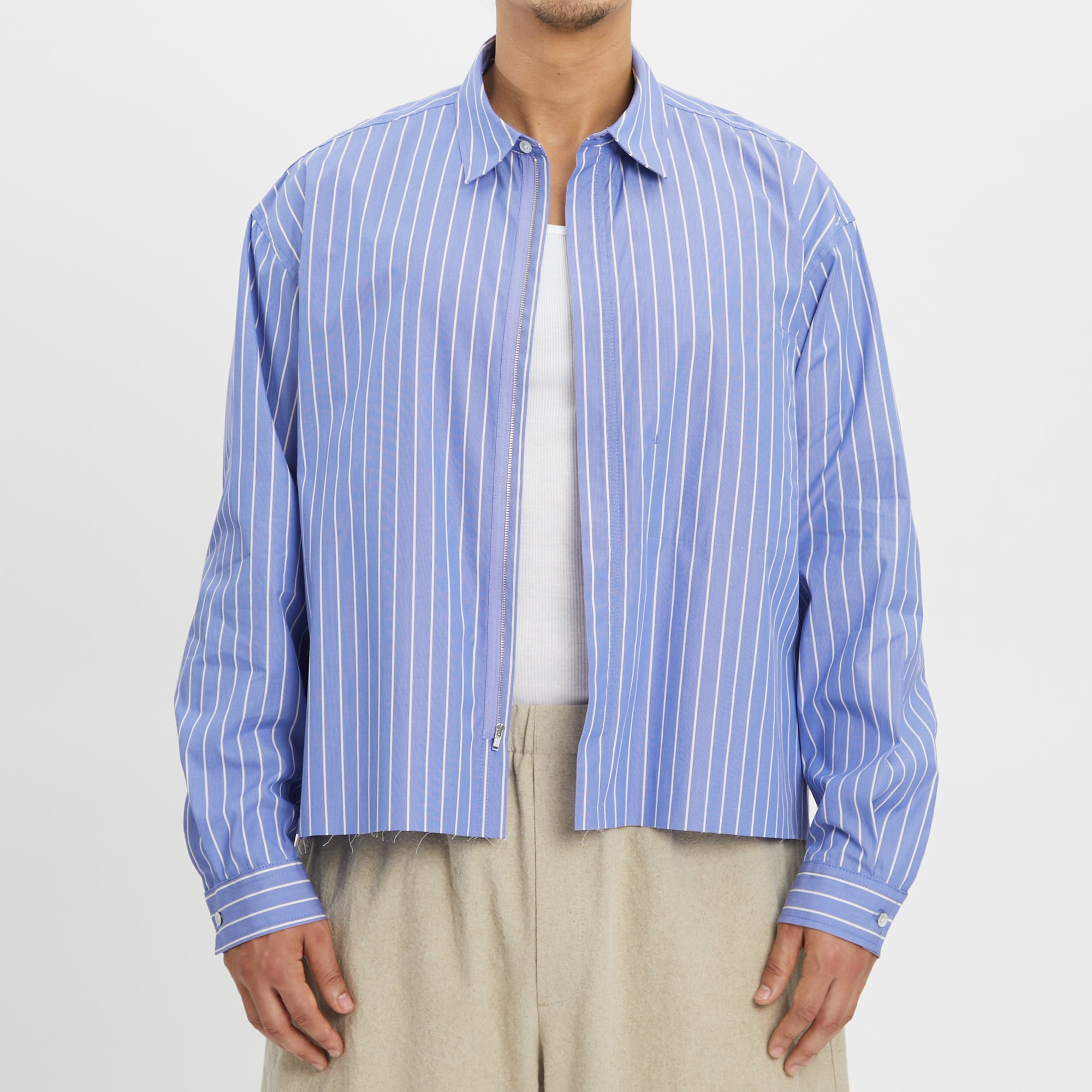 Mechanic Shirt/Jacket - Blue w/ White Stripes Cotton – s.k. manor hill