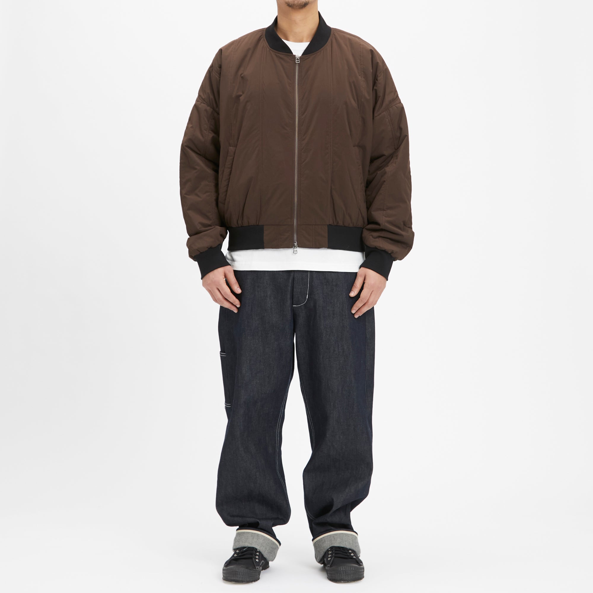 Reversible Bomber Jacket - Brown Quilted Recycled Nylon WR – s.k.