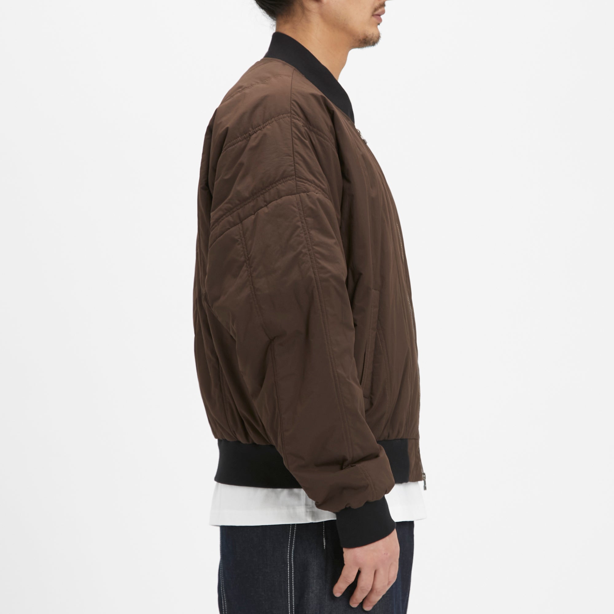 Reversible Bomber Jacket - Brown Quilted Recycled Nylon WR – s.k.