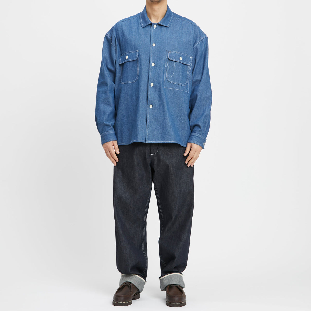 Park Shirt/Jacket - Light Blue Denim Cotton