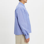 Mechanic Shirt/Jacket - Blue w/ White Stripes Cotton