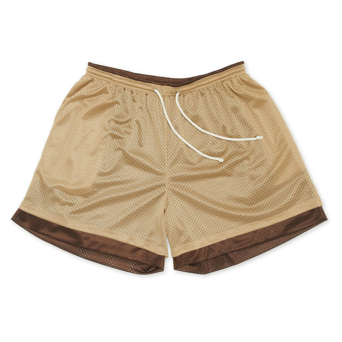 Reversible Ball Short - Tan & Brown Mesh