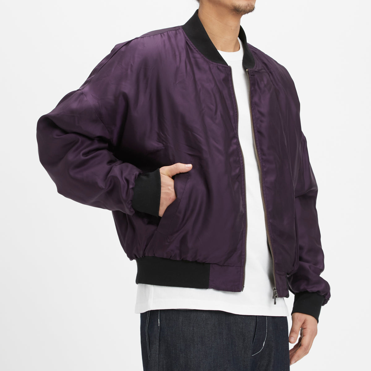 Reversible Bomber Jacket - Brown Quilted Recycled Nylon WR