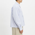 Mechanic Shirt/Jacket - Light Blue & Burgundy Striped Cotton