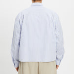 Mechanic Shirt/Jacket - Light Blue & Burgundy Striped Cotton