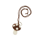 Small Mushroom Keychain/Necklace – Brown Cotton