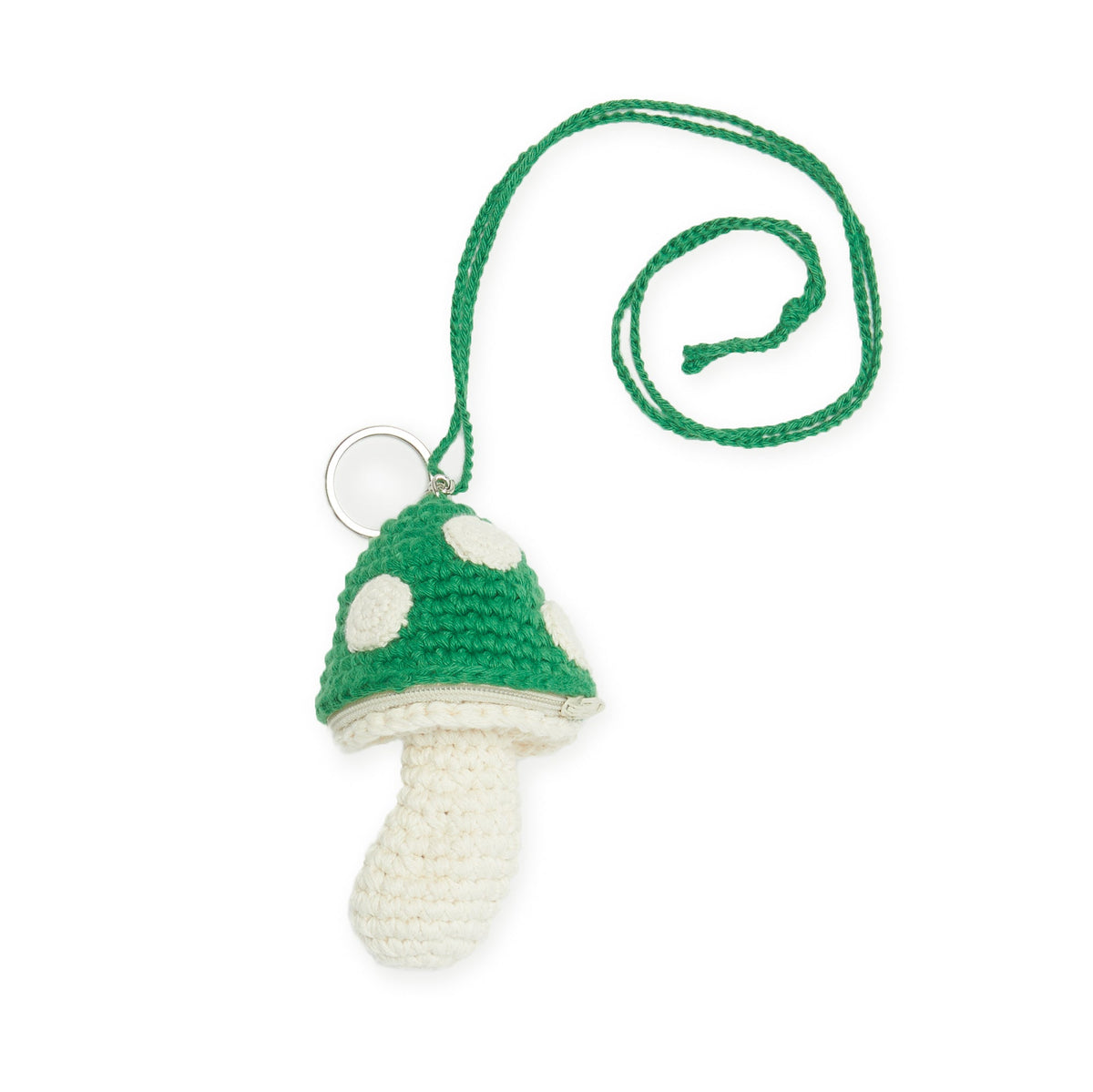 Medium Mushroom Keychain/Necklace – Green Cotton